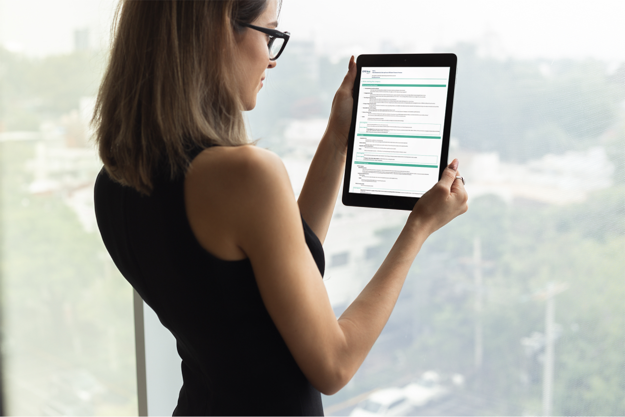 Business Woman Reading the CFO-Box